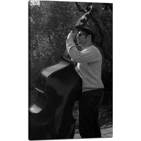 Leinwanddruck Musik Musiker Kontrabass 60x100 cm