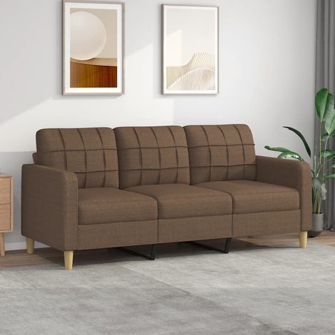 Canapé ou Sofa 3 Places 180 cm Tissu Marron. Avec Pied en bois. Confort et qualité (1/5)