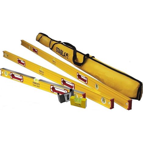 Stabila 196-2 Spirit Level 5 Piece Set 180cm, 120cm, 60cm, Pocket Level and Bag (1/3)