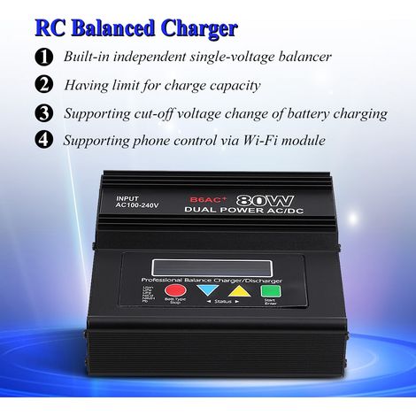 Chargeur/déchargeur d'équilibrage CC/CA 80 W pour batteries LiPo, LiFe, LiLon, NiCd, NiMH et Pb (prise UE) (1/5)