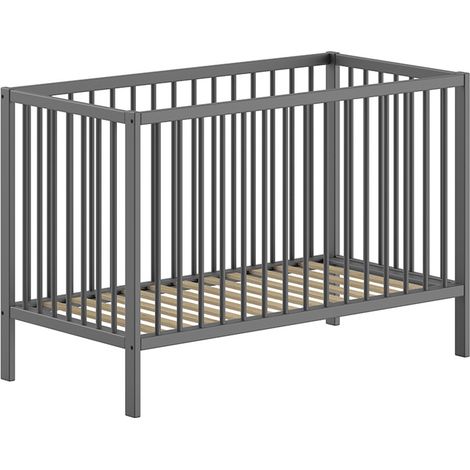 Lit bébé Dino 60x120cm réglable bois de pin anthracite (1/5)