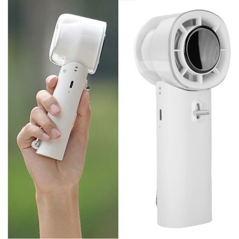 Ventilateur portable avec batterie rechargeable de 3600 mAh, mode silencieux, 128 vitesses réglables, mini ventilateur idéal pour voyage, camping et plage, en plastique ABS blanc, dimensions : 60 × 55 (1/5)
