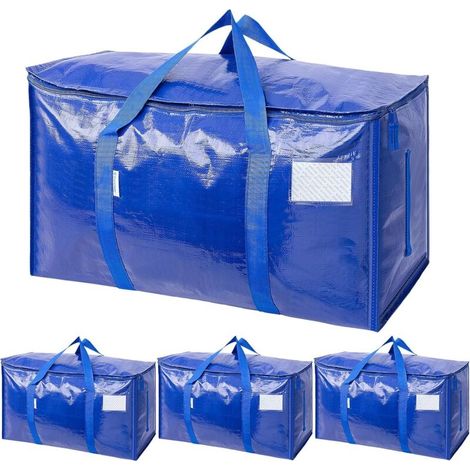 Bolsas de mudanza grandes de 4 piezas con cremallera resistente y asas de transporte — Bolsas de almacenamiento resistentes para ropa (69 x 35 x 38 cm) — Crezuo