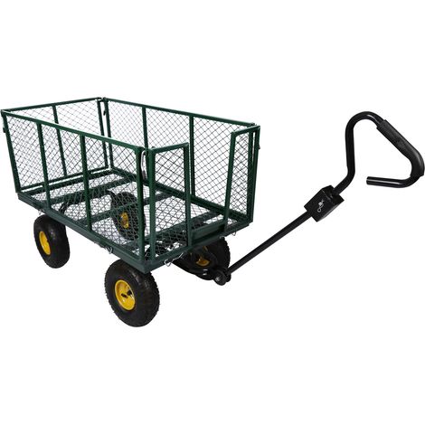Carrito de transporte XXL Hasta 550kg Con lona extraíble, rejilla de almacenaje y ruedas anchas