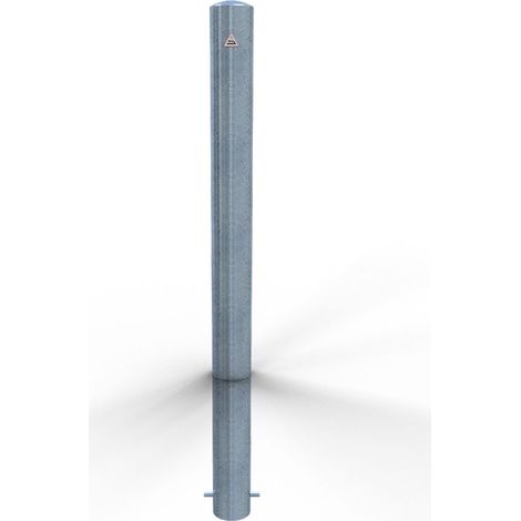 Schake Absperrpfosten ortsfest zum Einbetonieren aus Stahlrohr verzinkt Ø102x2,9mm mit Erdanker und Stahlkappe 900mm Überflur