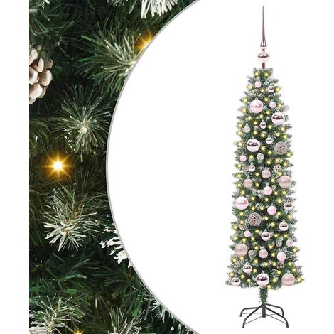 Arbre de Noël  Sapin de Noël artificiel slim avec 150 LED Vert et blanc 120 cm (1/5)