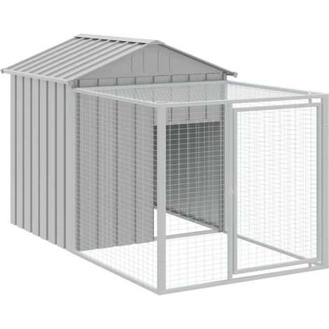 Recinto per pollaio con recinto per galline con cortile libero 117 x 201 x 123 cm in acciaio zincato grigio 020043958