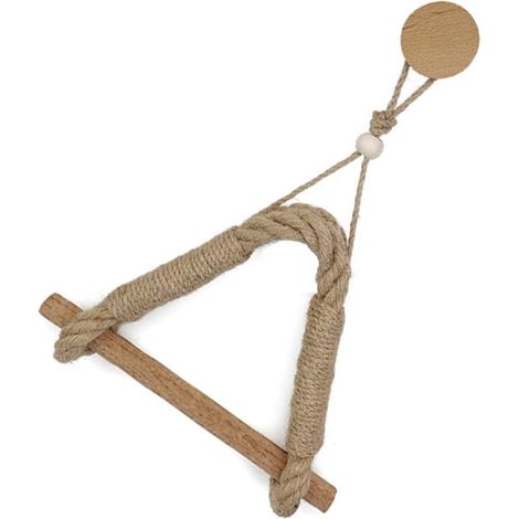 Organisateur de papier toilette rustique en bois massif, porte-rouleau mural avec corde en coton