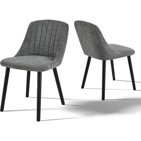 Upholstered Modern dining chalrs with ergonomic backrests and wooden legs, Style and comfort combined - Set of 2 - Grey/Green