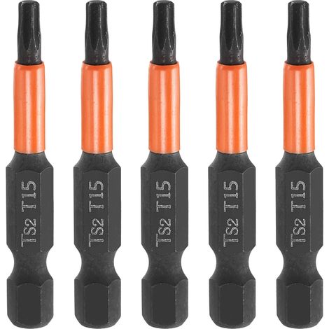 5Pcs Embout Tournevis Torx T15 1/4" Hex Shank Longueur 2" (50mm) (1/5)