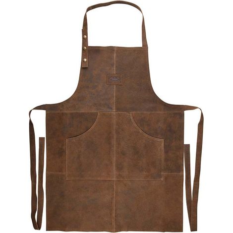Ac-Deco – Tablier BBQ en cuir de buffle marron – Tour de cou réglable – Résistant aux conditions extérieures – Accessoire pour barbecue (1/6)