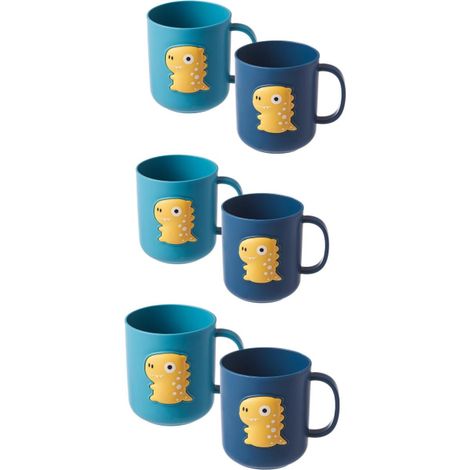 Juego de 6 vasos para cepillos de dientes infantiles - Plástico - Diseño de dinosaurio - No requiere perforación - Duradero - Para el hogar, viajes y acampadas (1/5)