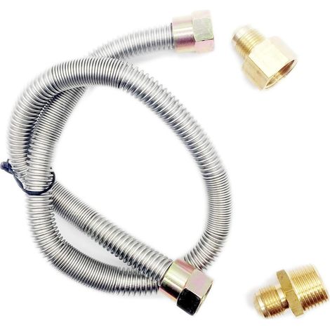 Mètre étoile Propane Foyer Sifflet Flex Ligne de gaz pour Foyer et de cheminée – en Acier Inoxydable (61 cm de Long) 1/5,1 cm NPT mâle X 1/5,1 cm NPT Femelle Tuyau ondulé (1/5)