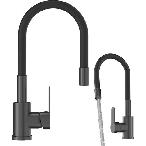 Mitigeur de Cuisine Granitan Grado Bec Flexible GunGrey 1 Pièce (1/5)
