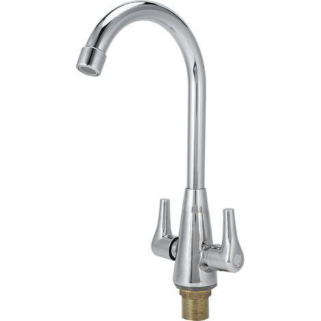 Robinet en cuivre à filetage G1/2 avec sortie d'eau chaude et froide et rotation à 360° pour bac à légumes de cuisine (1/5)