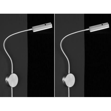 2er SET LED Wandlampen dimmbar, Schwanenhals Leselampen, Breite 8cm (1/5)