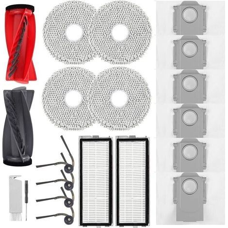 Accessoires pour Roborock Qrevo Curv, Qrevo Edge Aspirateur,2 Brosses Principales,2 Filtres HEPA,6 Sacs à Poussière,4 Linge (1/5)