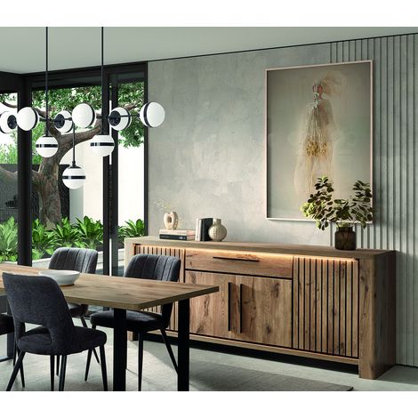 Buffet/bahut contemporain 220 cm chêne canyon Santana (1/5)