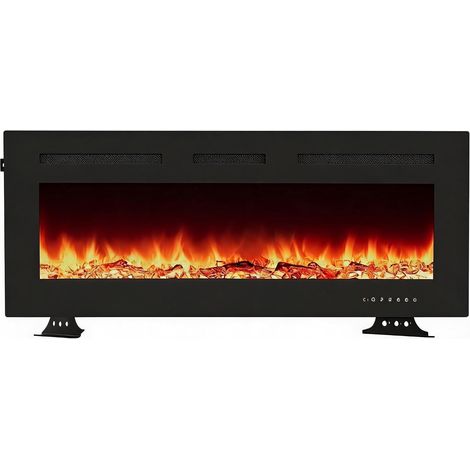 Cheminée électrique murale 127 cm 1800W 220V UE, flammes ajustables, écran tactile et télécommande, verre trempé