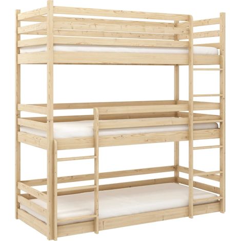 LITERA TRIPLE DE MADERA MACIZA KAYA - Natural - 90 x 190 (1/2)