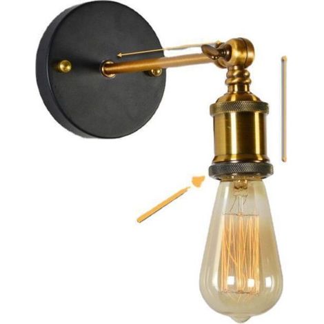 Vintage-Wandleuchte im Loft-Stil aus verchromtem Eisen mit Retro-E27-LED-Glühbirne im Edison-Stil – Industrielle Beleuchtung für Nachttisch oder Wohnzimmer