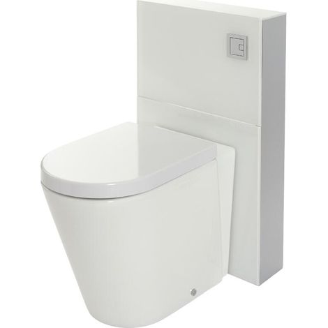 Milano Arca 504mm Bathroom Toilet WC Unit with Back to Wall Pan  Cistern and Soft Close Seat - White (1/5)