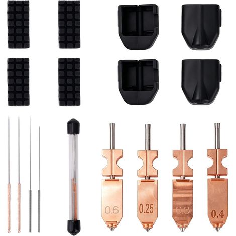 4pcs Buses Imprimante 3D pour Flashforge AD5X, 0,25/0,4/0,6/0,8mm, à Démontage Rapide pour la Partie Chauffante de l'Extrudeuse avec Manchons en Silicone Brosse Nettoyage et Aiguille Nettoyage (1/5)