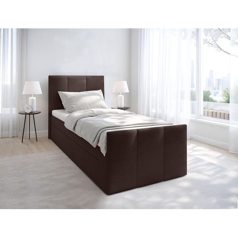 AX LIVING Levente Boxbett mit Bettkasten 120x200 Boxspringbett Braun