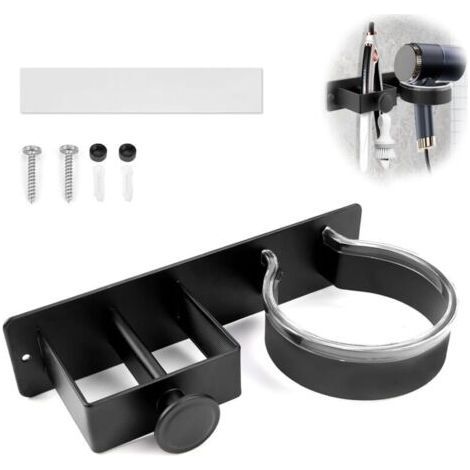 Wall mount for hair dryer 3 in 1 Aluminum, self-adhesive, for hair dryers, straighteners and accessories (1/5)