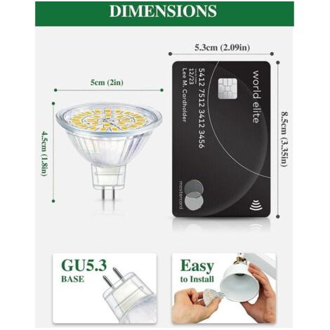 Ampoule LED GU5.3, MR16 LED 12V 3W Equivalent à 30W Lampe Halogène Blanc Chaud 3000K, Ampoules LED Spot Non Dimmable, Lot de 10 [Classe énergétique F]