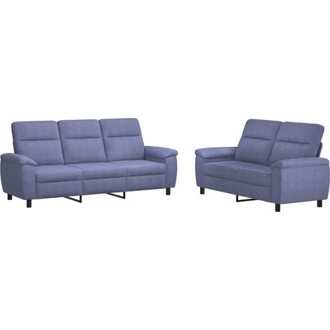 Ensemble de canapés 2 pièces Bleu denim Tissu - 214 × 90 × 95 cm (1/5)