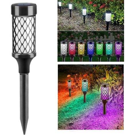 Spot Solaire Économe en Énergie, Lampe Jardin LED IP65 avec Allumage Automatique, Lumière colorée + lumière chaude,Éclairage Extérieur, 1 Pièce (1/5)