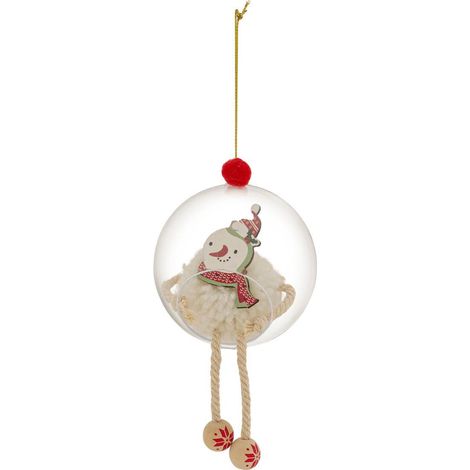Pupazzo di neve con pompon d.8cm bianco - Atmosphera créateur d'intérieur