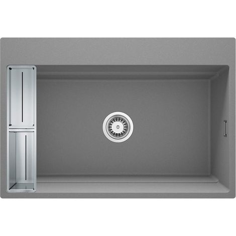 Lavello cucina in granito con 1 vasca 76x52 cm grigio metallizzato - Vora