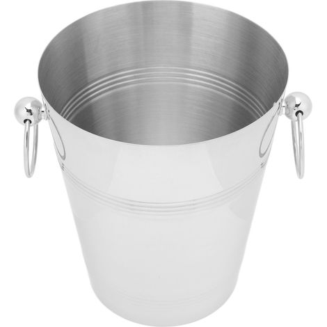 Eisbehälter mit Griff, Edelstahl, großes Fassungsvermögen, Getränkebehälter aus Metall für Bier, Champagner, Silber L (1/5)
