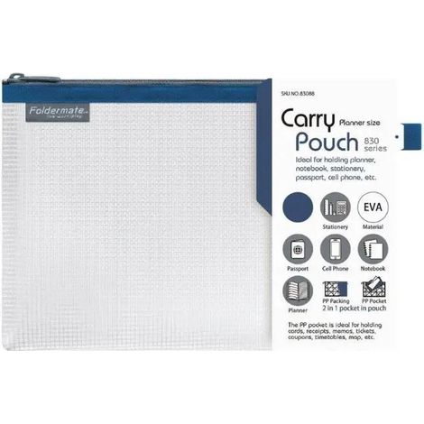 Borsa con cerniera 24x17 cm, in rete EVA blu