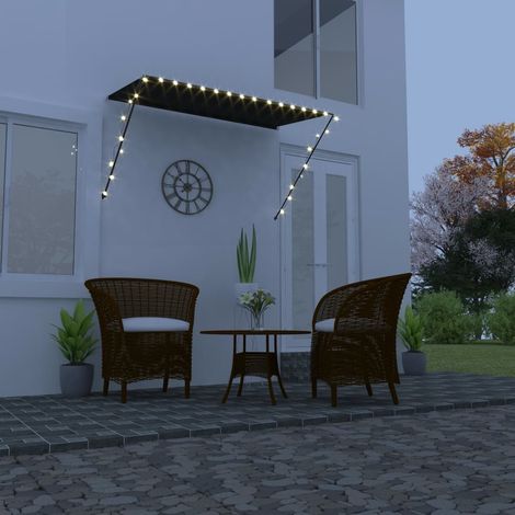 Auvent rétractable avec LED - Auvent de jardin Soleil imperméable 250x150 cm Anthracite BV129539 - BonneVie (1/5)
