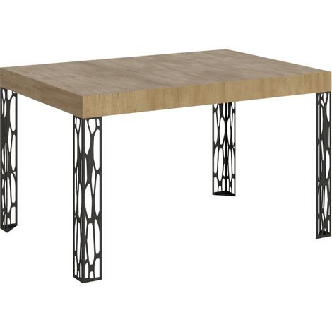 Table extensible avec pieds acier anthracite Kiza 140 à 244 cm-Naturel-140 à 244 cm (1/5)
