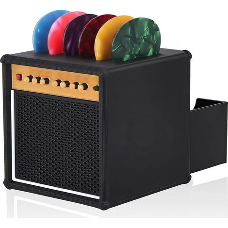 Boîte de Rangement pour Médiators, Support Guitare en Forme d’Amplificateur avec 5 Médiators Celluloïd, Boîte de Stockage Pratique et Élégante pour Guitaristes et Amateurs de Musique (1/5)