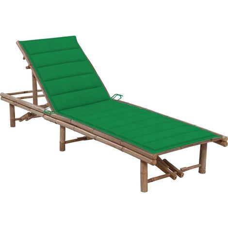 vidaXL Chaise longue de jardin avec coussin Bambou (1/5)