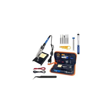 8 En 1 Fer A Souder Kit 60W Station De Soudage Pompe Etain Soudure Electronique Temperature Reglable Portable, 5 Pointes, Support de fer, Sac à Outils (1/4)