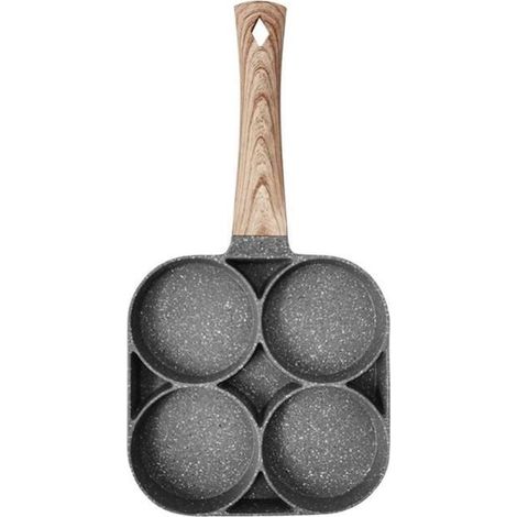 FABLCREW Poêle Omelette Antiadhésive, Poêle Crêpes Quatre Trous, Poêle à Omelette, Poêle Frire Antiadhésive, pour Cuisinière à Gaz,-Ywey