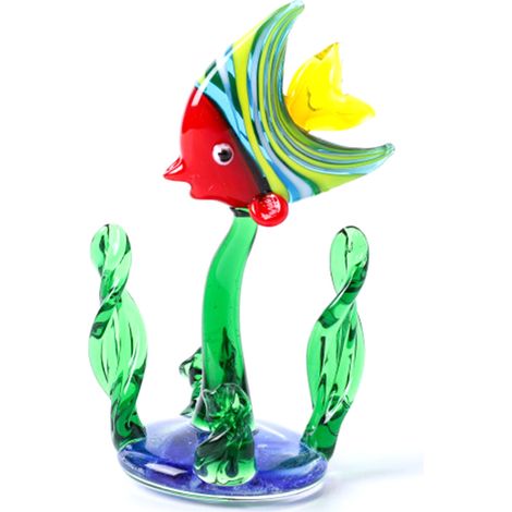 Figurine de Poisson de décoration en Verre Coloré pour Aquarium et Jardins Miniatures avec Plantes Aquatiques - 7.4x3.4cm - 35g (1/5)