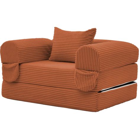 Canapé convertible 1 place en tissu côtelé, fauteuil-lit multifonctionnel gain de place, lit d'appoint pour salon, chambre, studio (1/5)