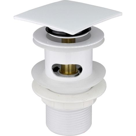 [Bouton de vidange pop-up] Accessoire de salle de bain avec trop-plein - Laiton chromé blanc (1/2)
