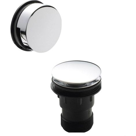 Round Push Button Bath Waste - 70 x 70mm - Chrome