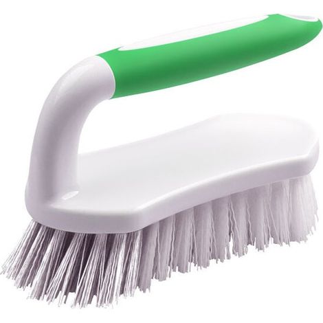 Brosse à récurer. poignée confortable et poils rigides flexibles. robuste. pour douches. lavabos. tapis et sols de salle de bain - Lot de 2 (1/4)