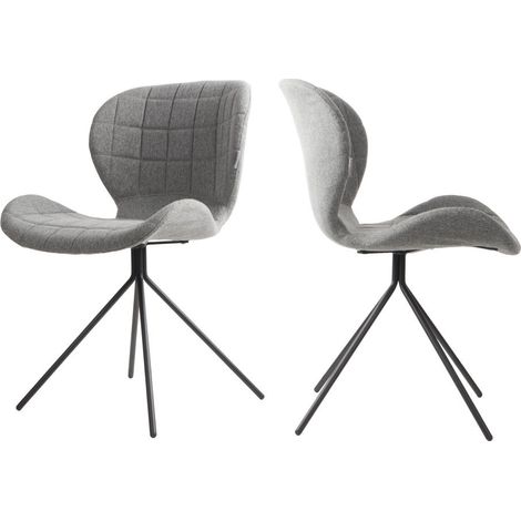 Lot de 2 chaises vintage en tissu gris - OMG (1/4)