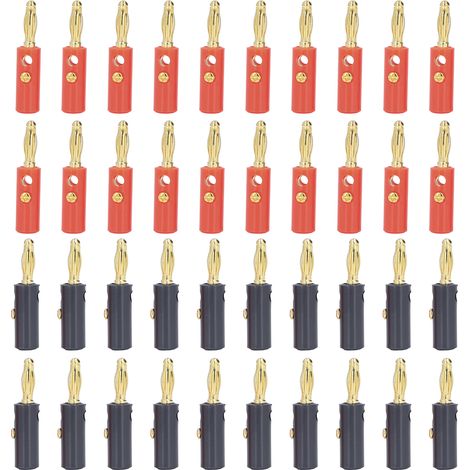 40 conectores banana universales, conector de cable de altavoz chapado en oro de 4 mm, cable rojo/negro de 2-5 mm (1/5)