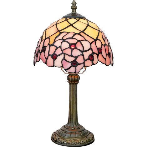 Lampada da tavolo in vetro colorato in stile Tiffany, 8x8x14 pollici, lampada da lettura da scrivania, arredamento per camera da letto, arredamento per soggiorno, casa